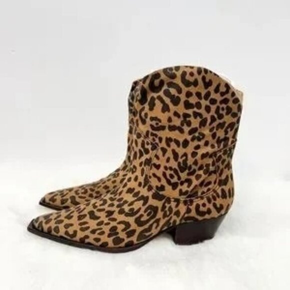 Schutz Women's Tessie Mid Heeled Bootie Animal Print Black Brown Size 6.5 NWOB - Picture 7 of 7